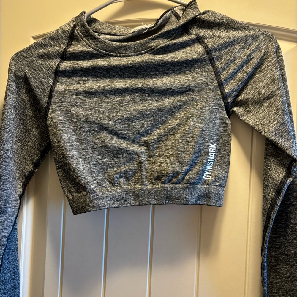 Gray gymshark cropped long sleeve workout top in size Small